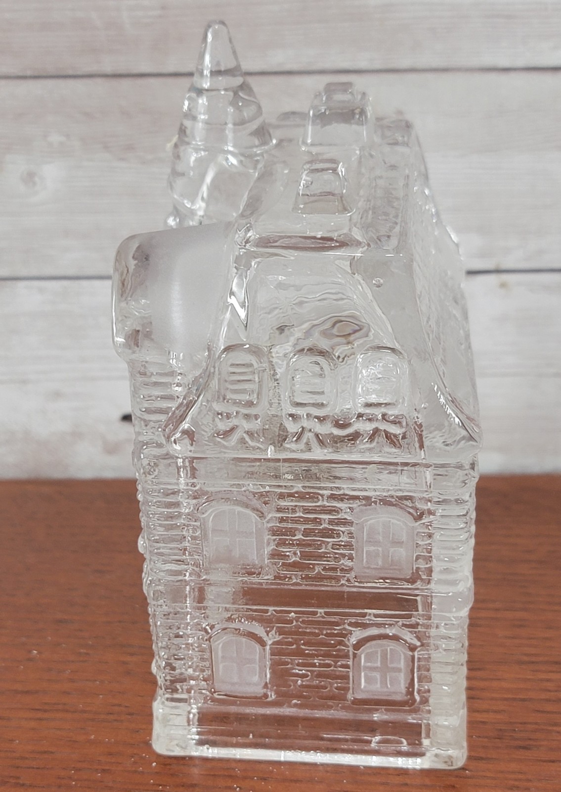 3 Vintage Clear Glass Christmas Village Buildings Church Storefront Houses