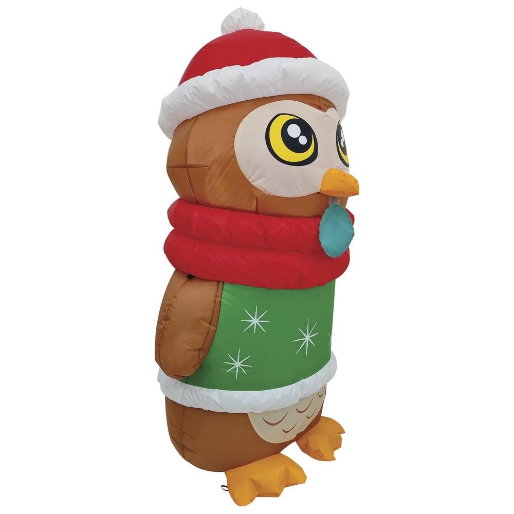 4′ Polyester Lighted LED Christmas Owl Inflatable Fun Holiday Outdoor Decor