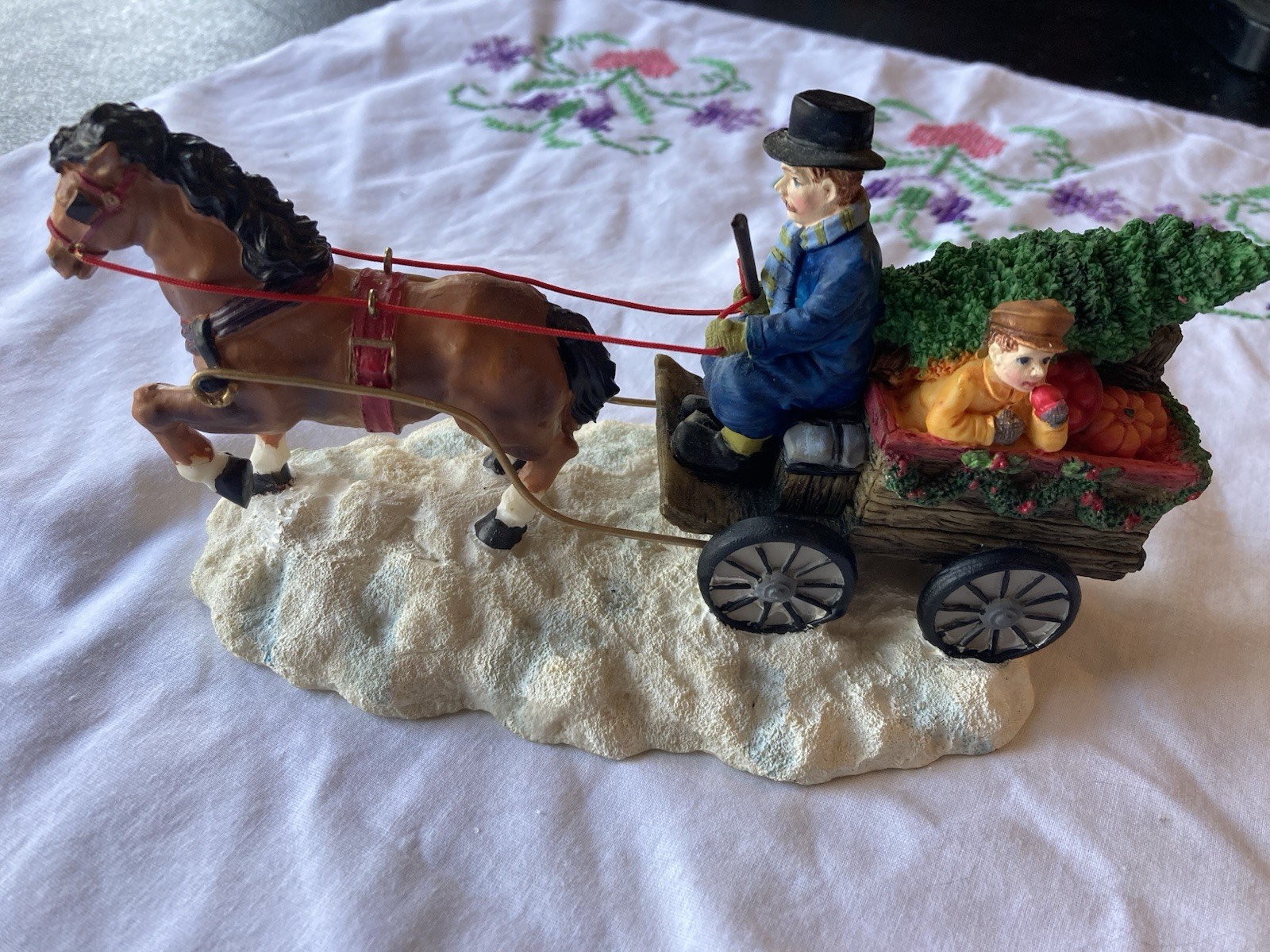 Trim A Home Village Scene Horse Carriage Christmas Tree Vintage Kmart Decoration