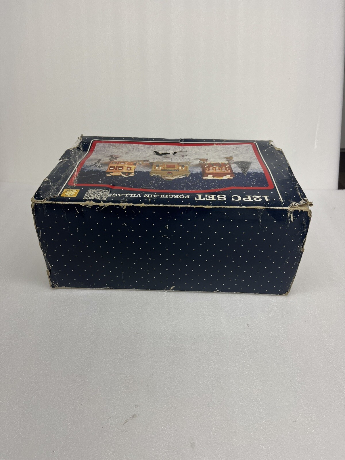 Frank’s Nursery and Crafts 12 Piece Set Porcelain Christmas Village Blue Box