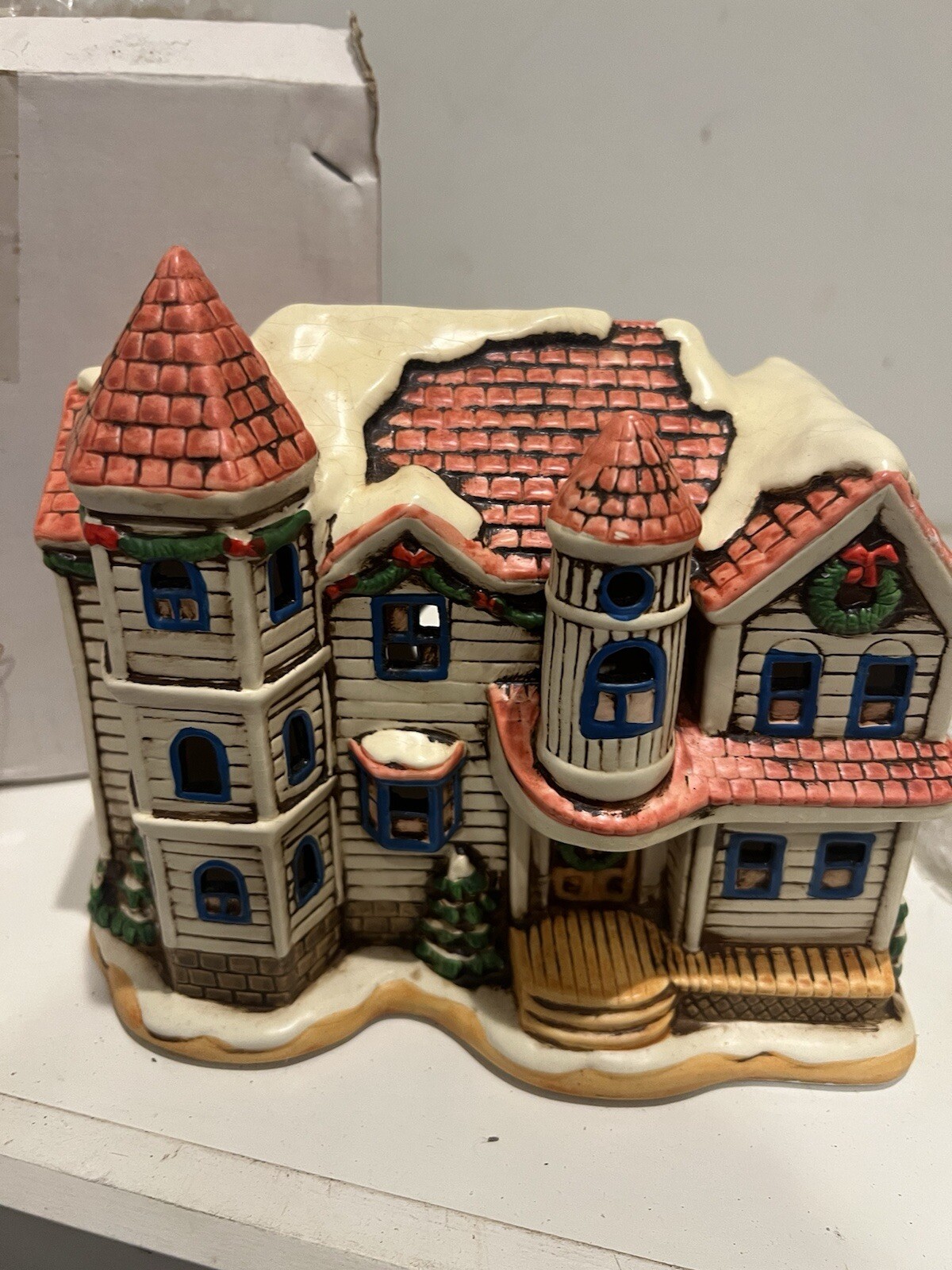 Lefton China Byron Wood The Victoria Village Houses Hand painted 1989 07735