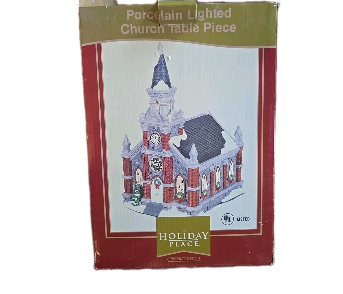 Porcelain Lighted Church Table Piece. Holiday Place