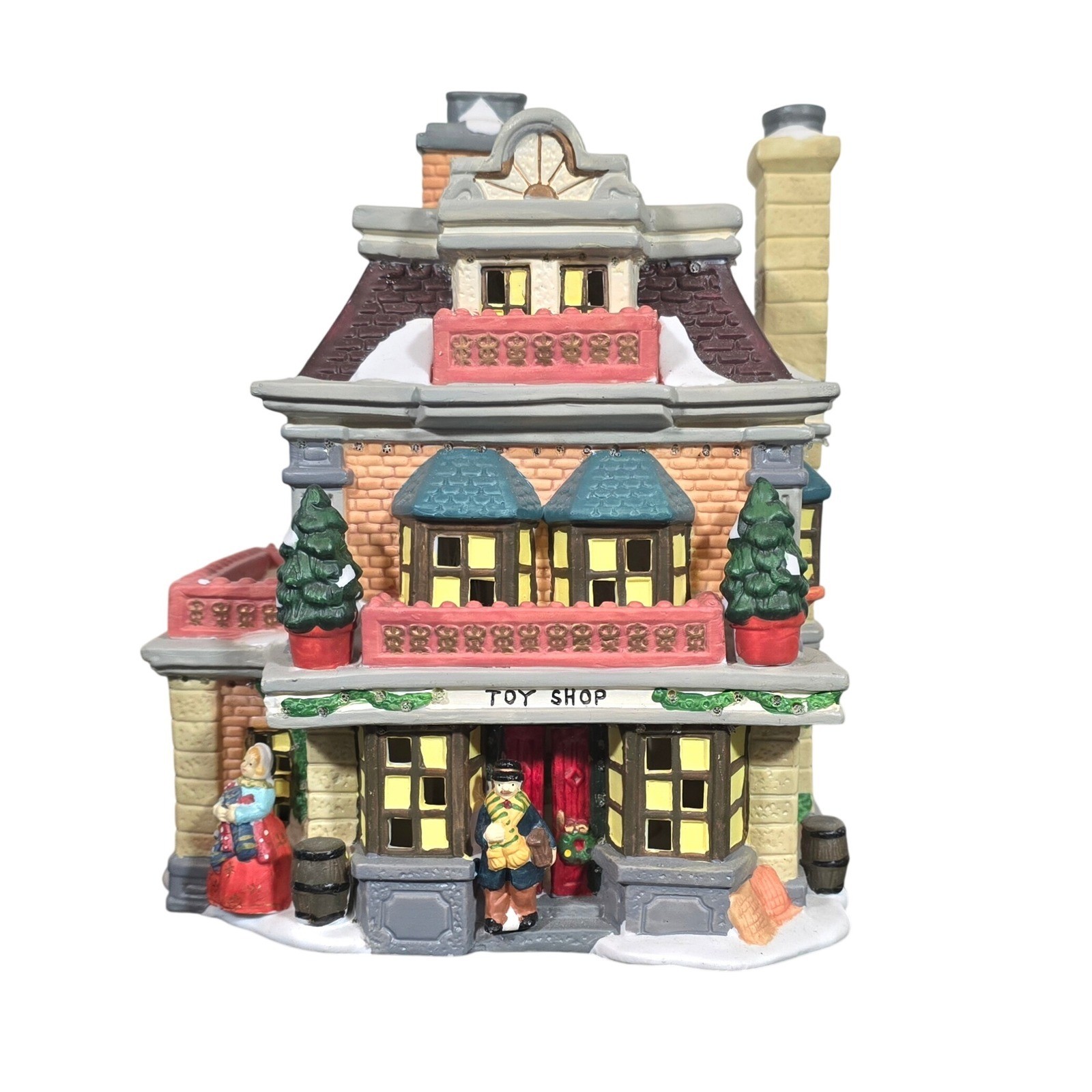 Fiber Optic Christmas Village Ceramic Tabletop Toy Shop House Holiday Decor