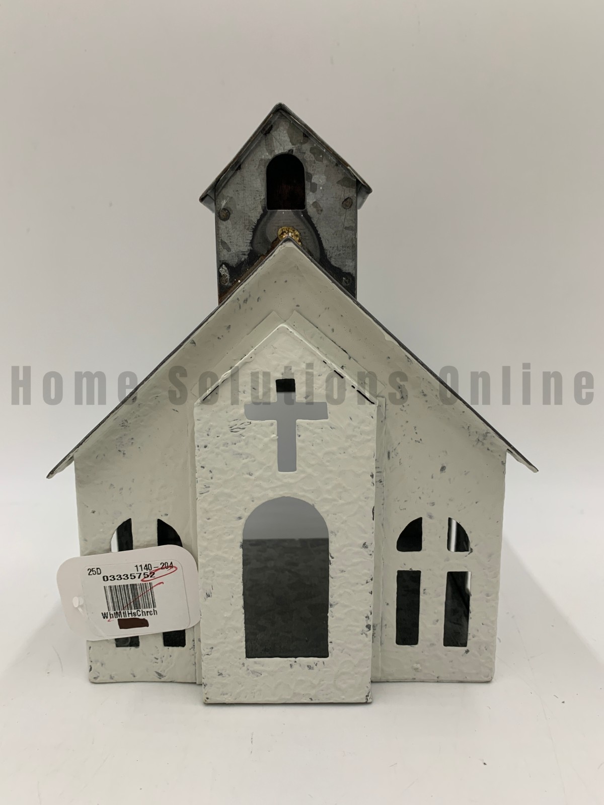 Pottery Barn Handcrafted Galvanized Metal Village Tealight Holder Church #U312