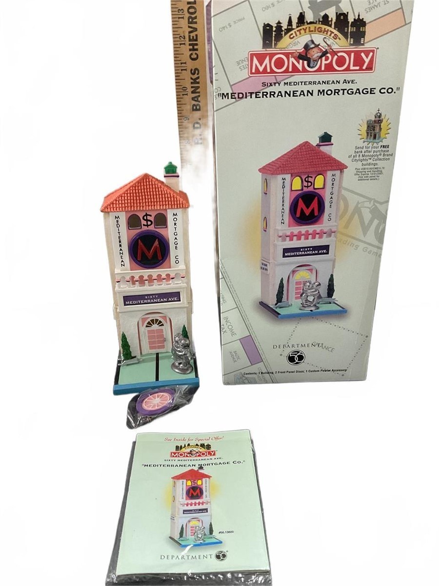 Department 56 Monopoly CityLights “Mediterranean Mortgage Co. (Missing Cord).