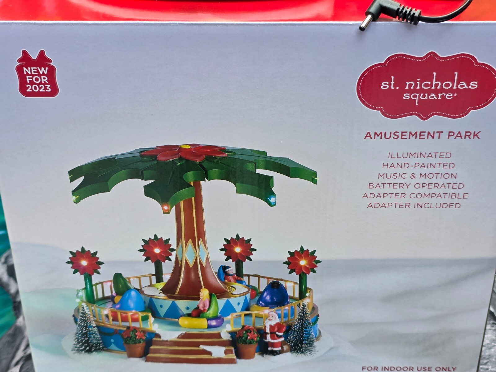 New St Nicholas Square Christmas Animated Village Amusement park musical lighted