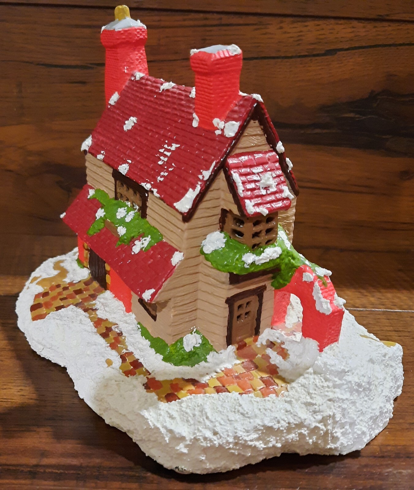Christmas Village Hand-Painted Ceramic Bisque Wine Shop Light-Up Collectible