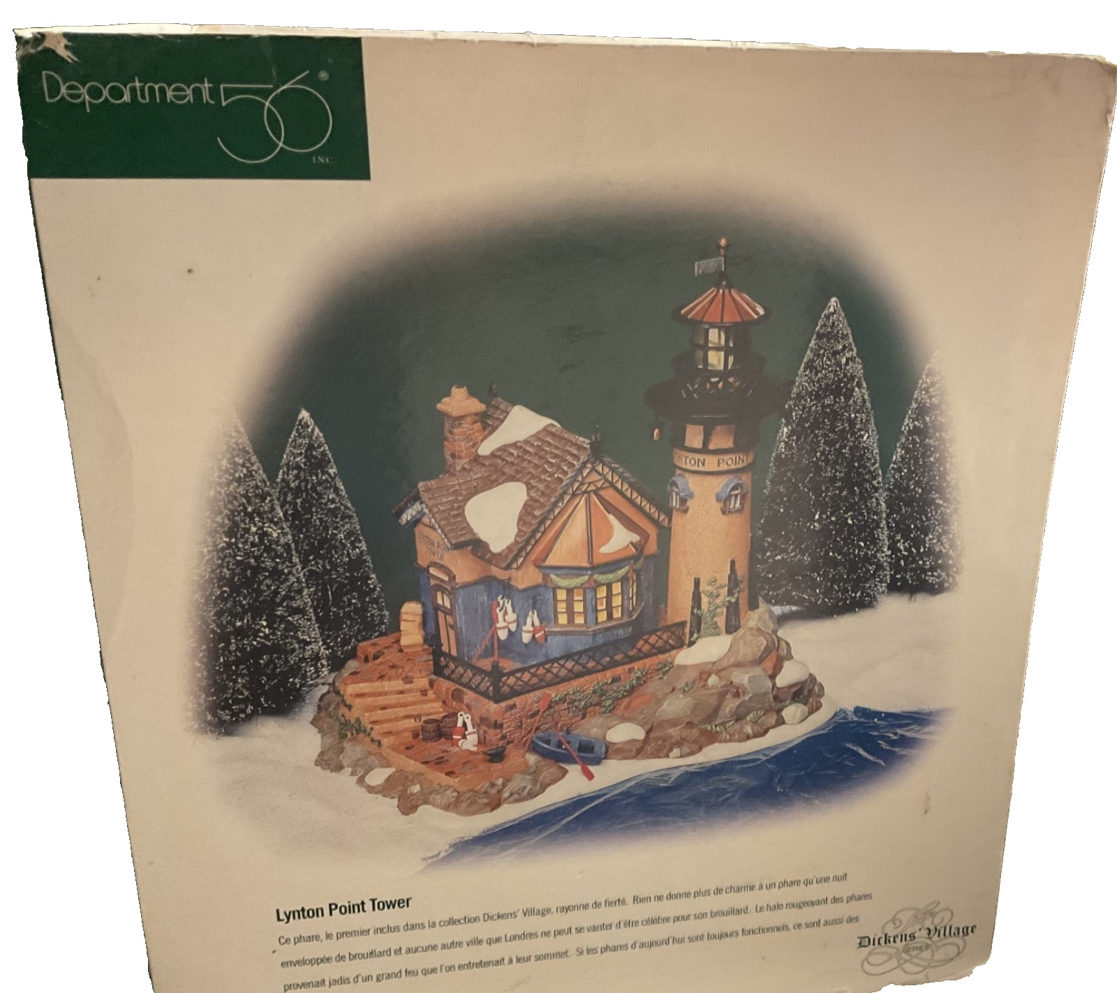 Dept 56 Dickens Village Lynton Point Tower dated 1998 56.58315 w/ Box & Light