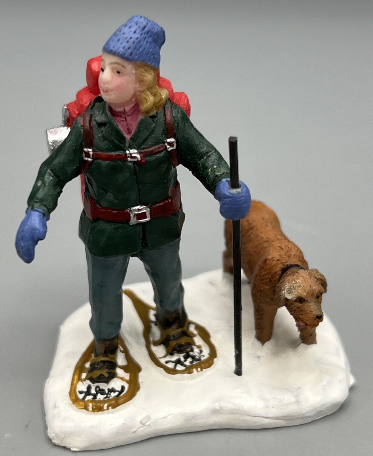Lemax Girl Snowshoe Backpacker Holiday Season Guide Dog Ski Adventure 2001