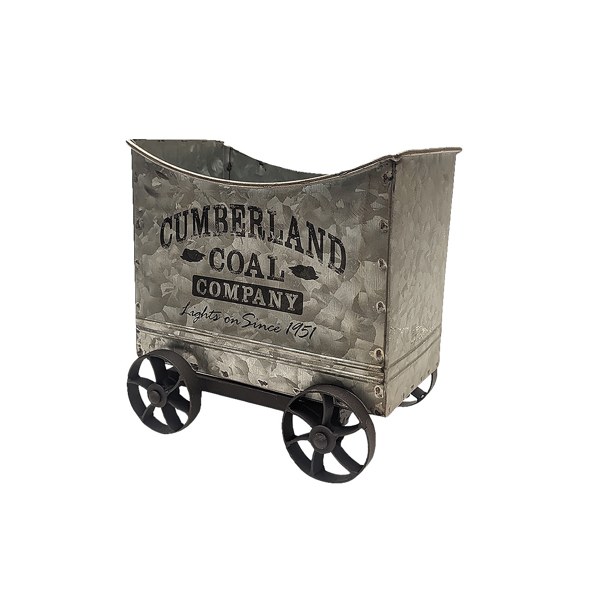 Metal Coal Mine Car Indoor Railroad Train Cart Christmas Decorations Home Decor