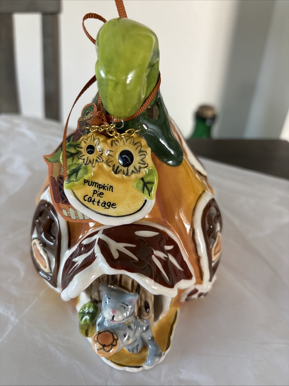 Blue Sky Clayworks Pumpkin Pie Candle House, FALL Village House, NEW