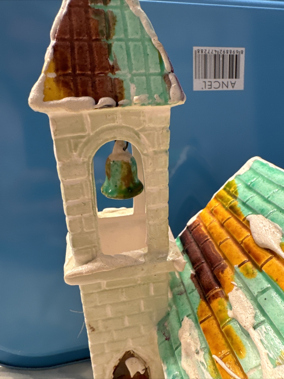 Dept 56 Original Snow Village Green Stone Church w/Bell Tower Vintage