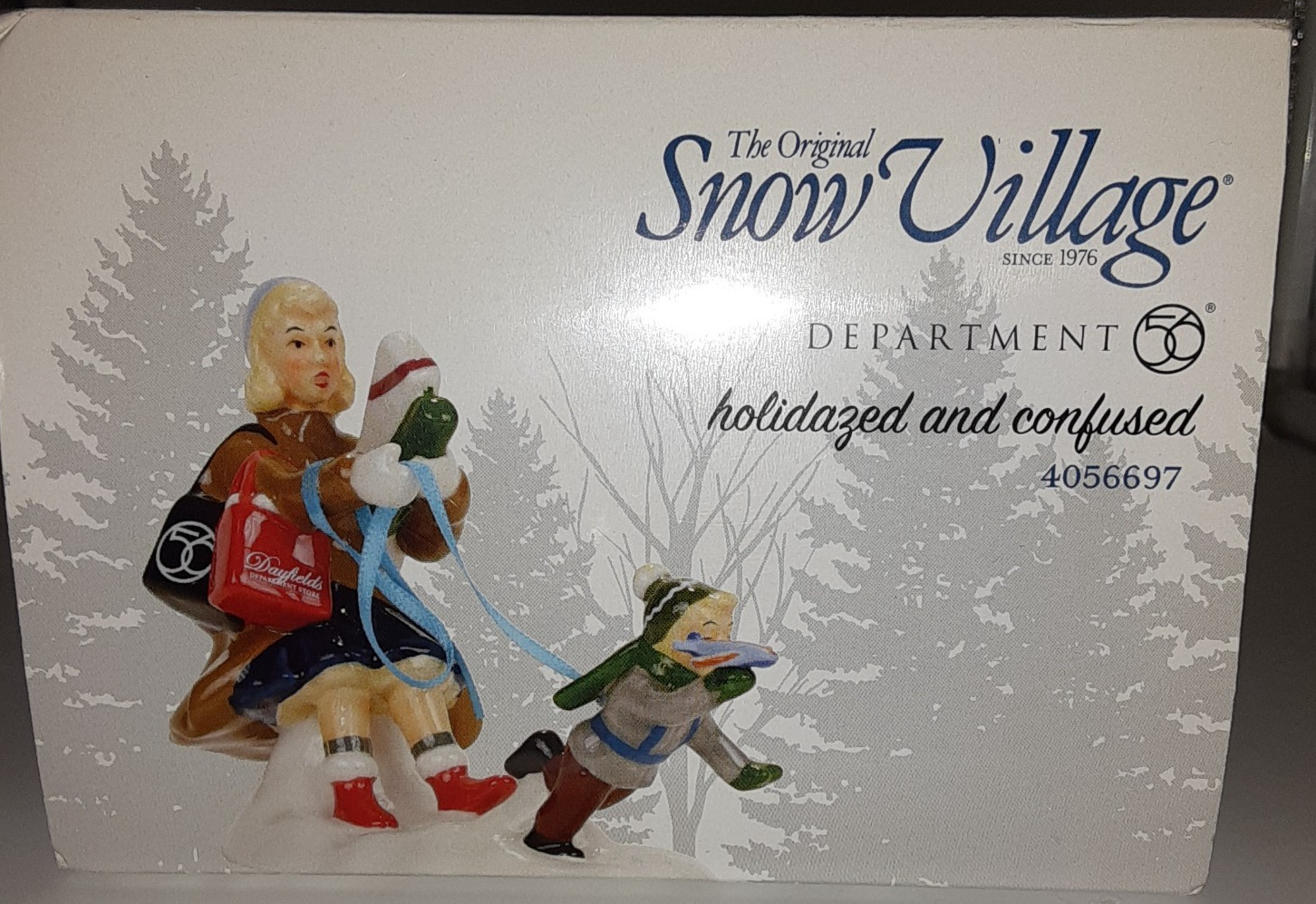 Dept 56 Holidazed and Confused 4056697 Christmas Snow Village Shopping Mom & box