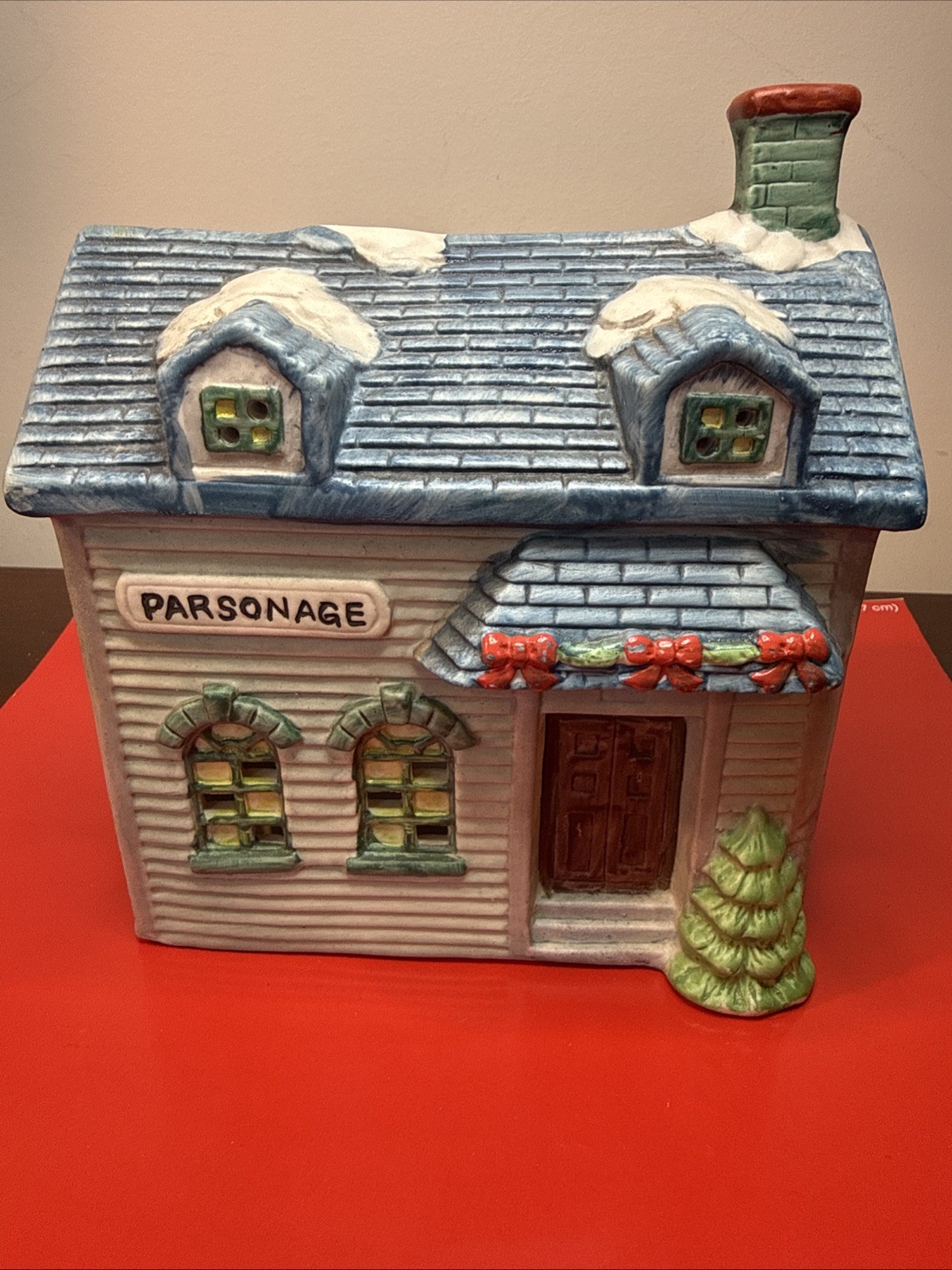 VINTAGE RARE 1991 AMERICANA “PARSONAGE” PORCELAIN LIGHTED HOUSE