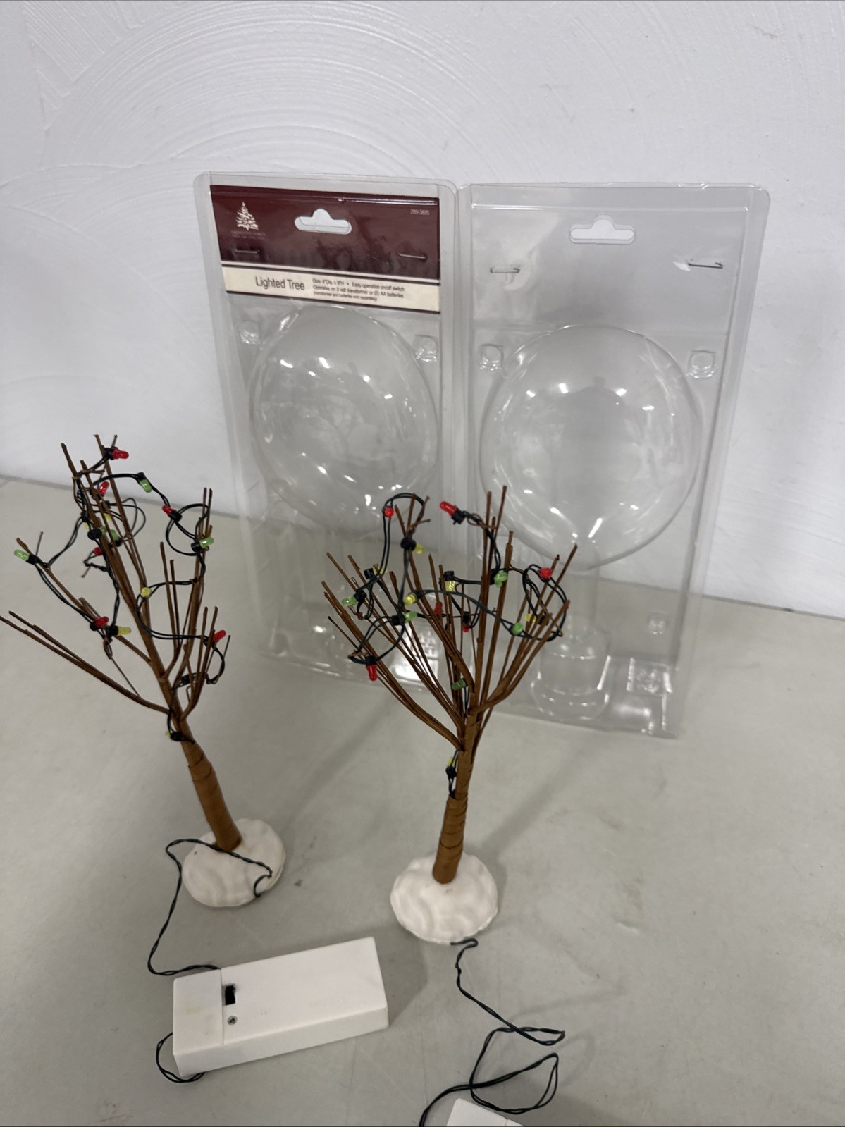2 Lemax Christmas Village Accessories Lighted Tree 9”