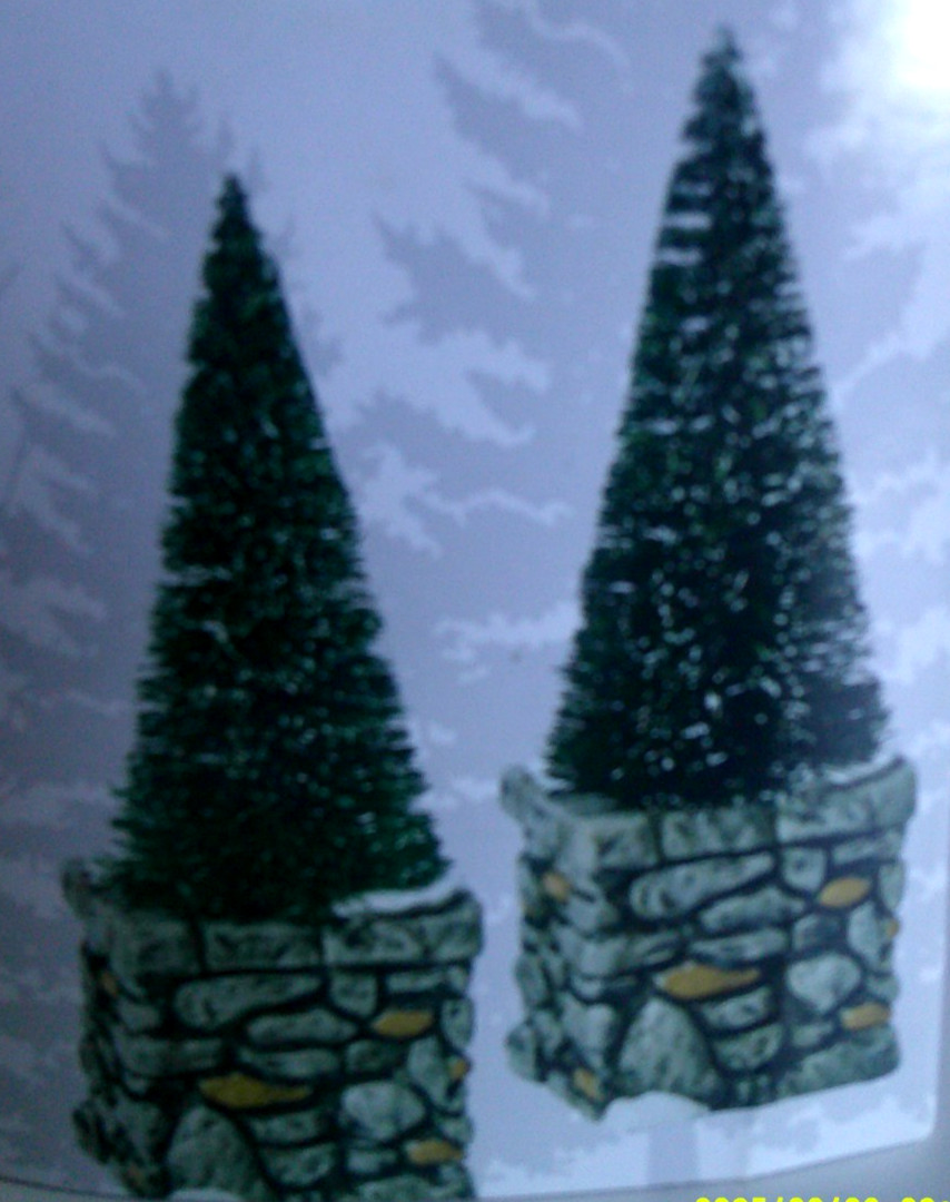 DEPT 56 “Village Accessories” – LIMESTONE TOPIARIES – Set of 2 – #809358 – NEW