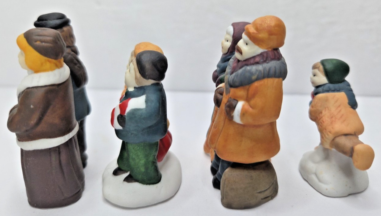 Lemax Vintage Christmas Village Figures Set of 4 Couples Kids Skating Snow Fun