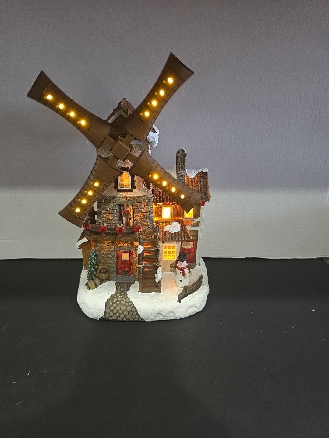 Christmas Village Lighted ANIMATED WINDMILL Holiday Led