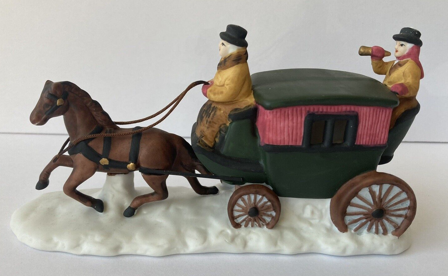 DEPT 56 Heritage Village Accessories #6590-0 Horse W/Coach Handpainted Porcelain