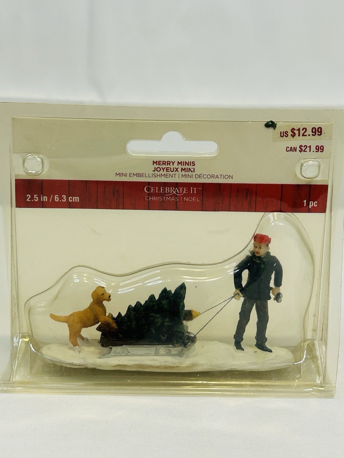 Celebrate It Christmas Noel Merry Minis Tree on Sled w/Dog