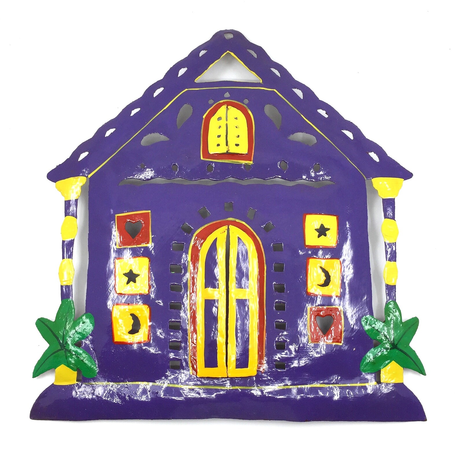 Gingerbread House 13″ Tropical Indoor Outdoor Decor Handcrafted Haitian Metal 6