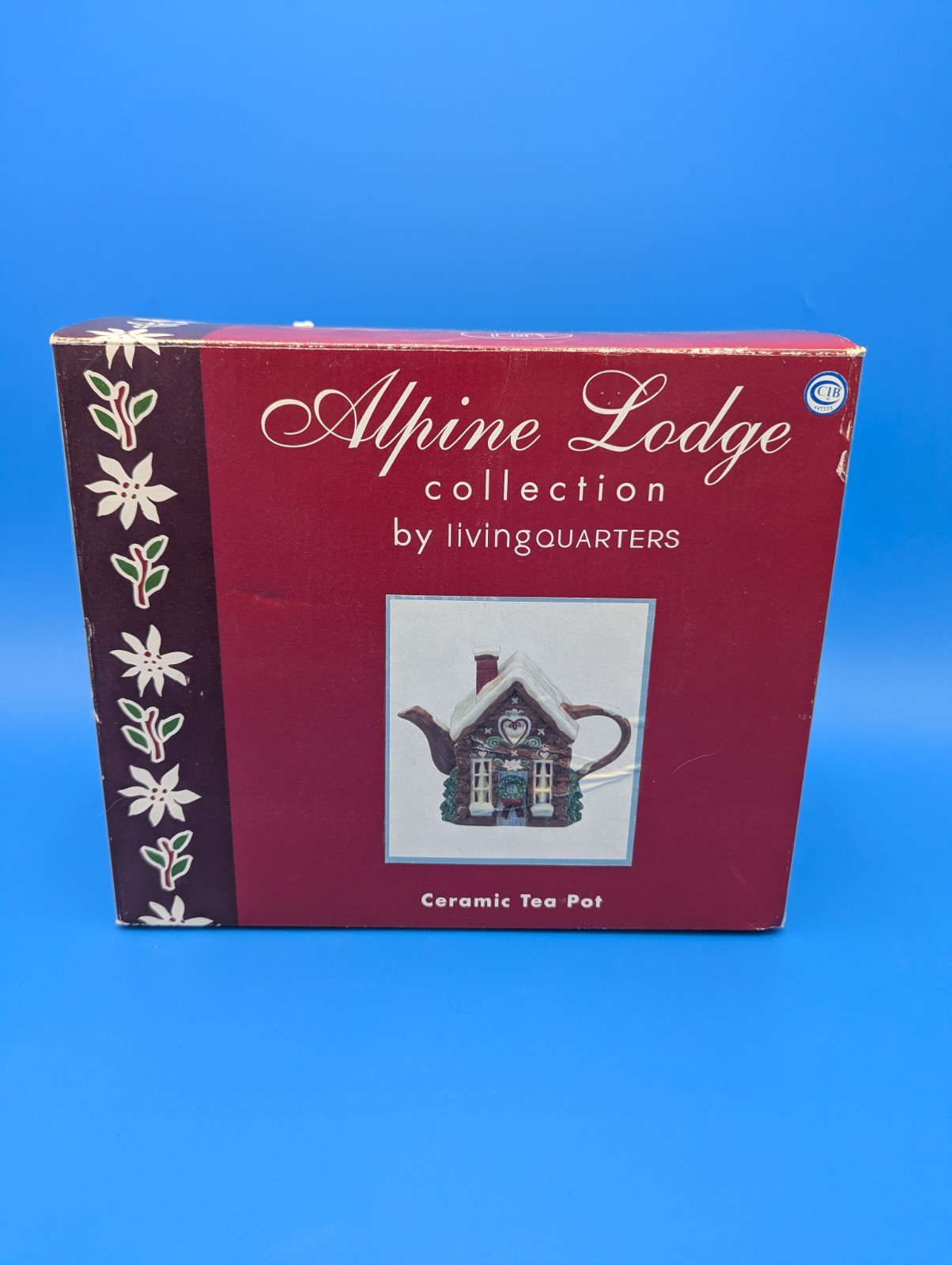 Log cabin Christmas tea pot by Living Quarters 9″ With Box gingerbread