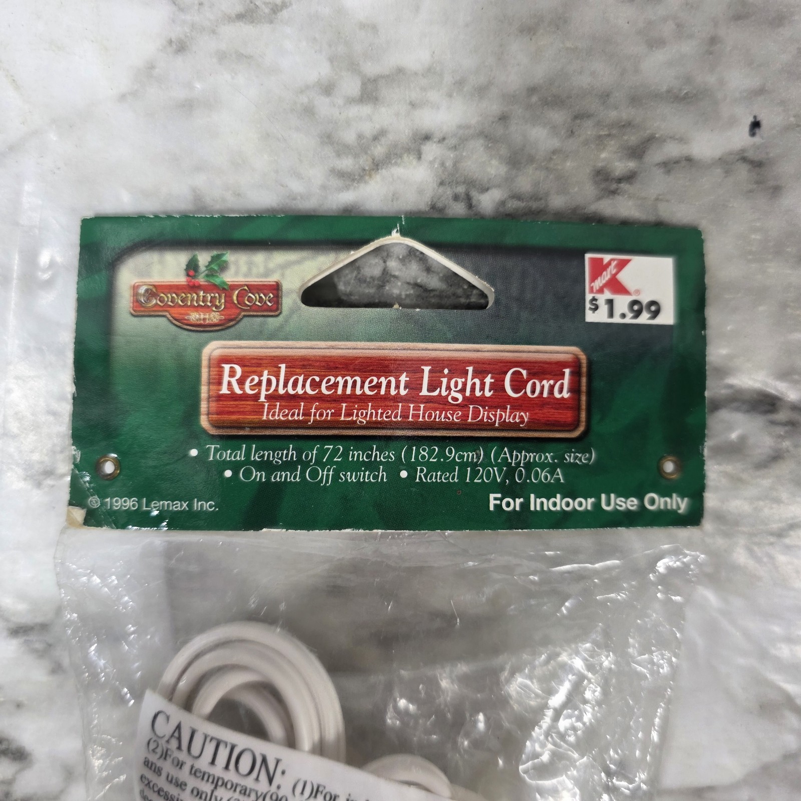 LEMAX NIP Light Cord 72″ for Lighted Holiday Building Displays On/Off Switch