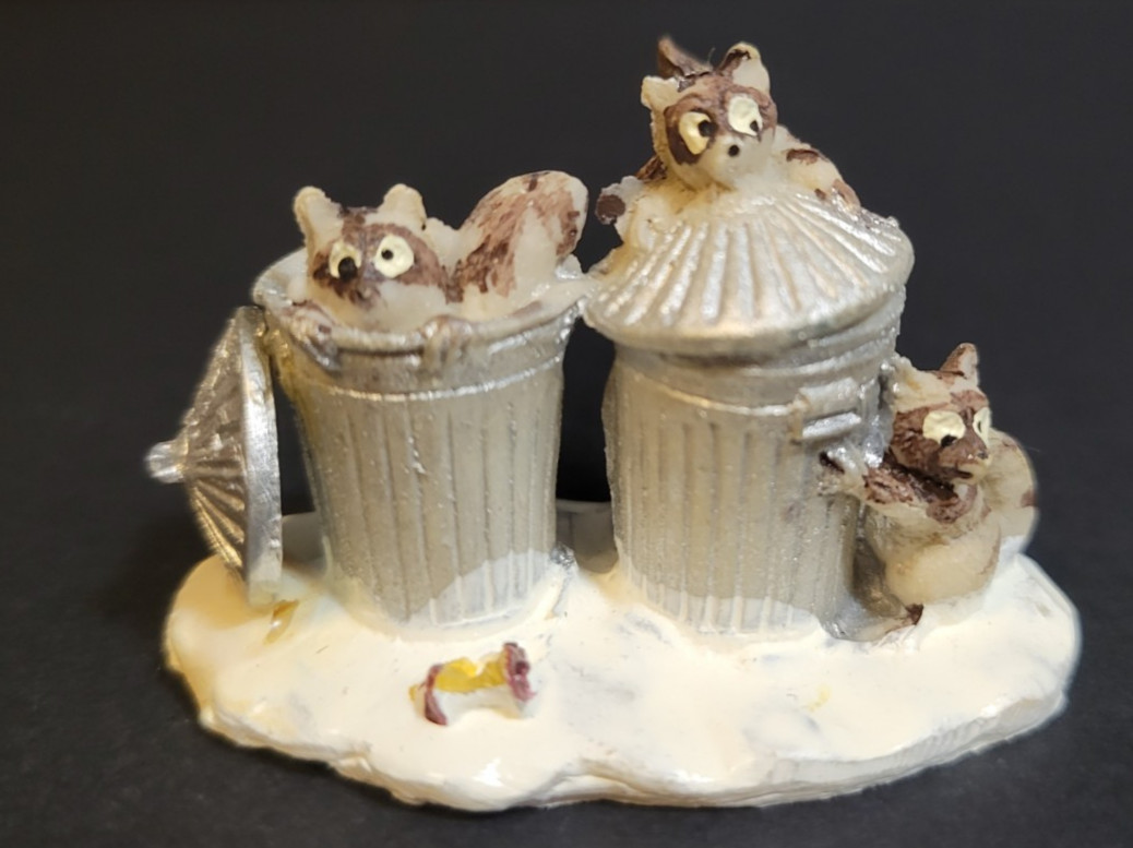 Lemax Christmas Village Town Trash Bandits 42878 Woodland Animals Racoon Racoons