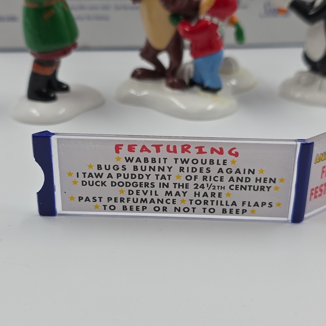 Dept 56 Looney Tunes Animation Film Festival Snow Village Bugs Bunny Taz Tweety
