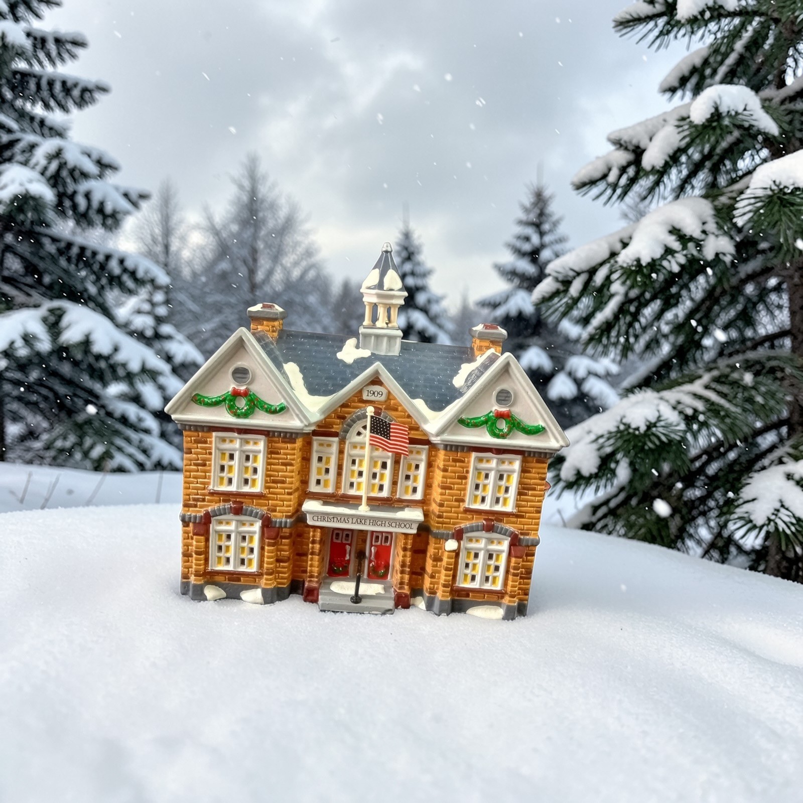 Dept. 56 Snow Village Christmas Lake High School 54881 Handpainted Accessory
