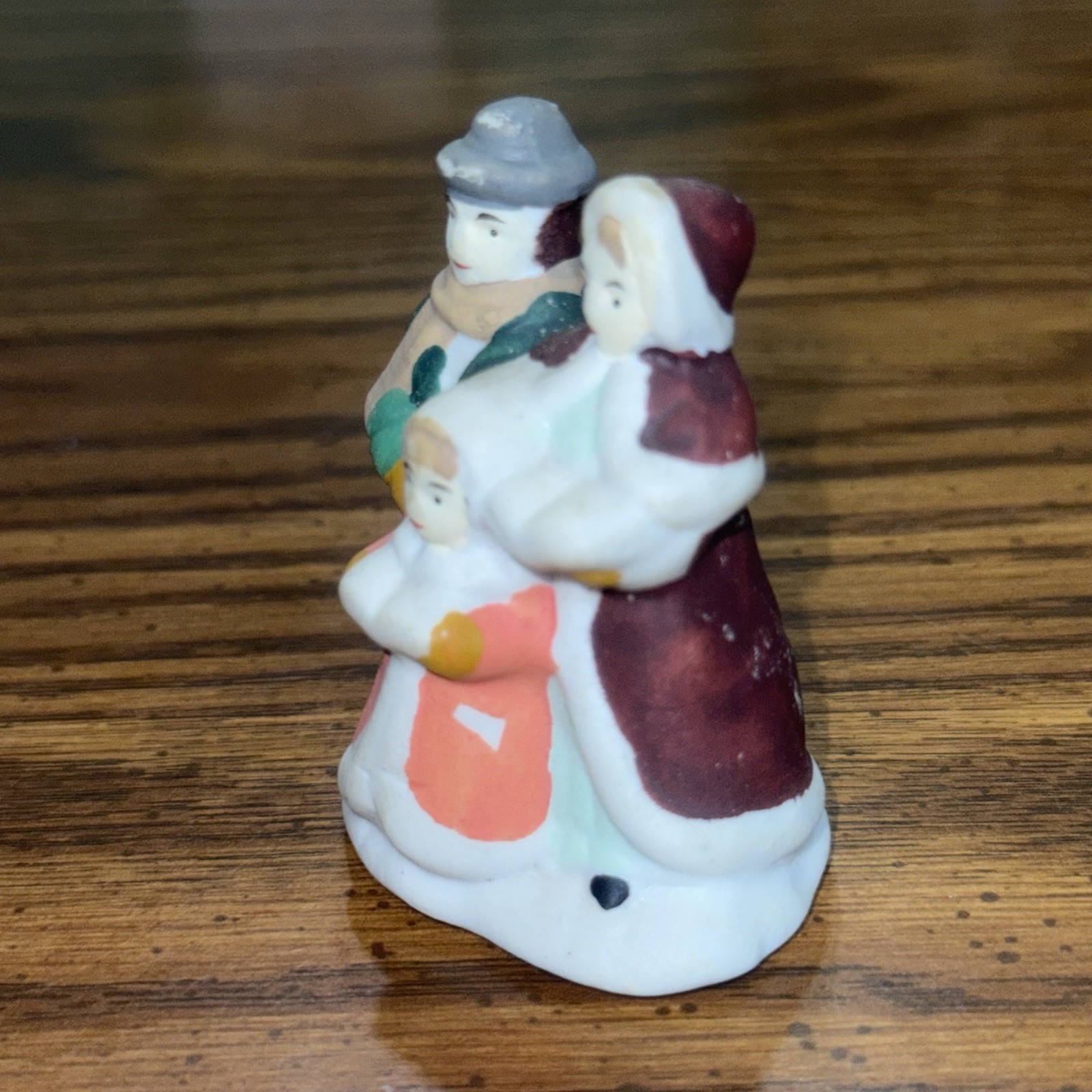 Hand Painted Porcelain Family Of 3 COUPLE Christmas Village House FIGUREs