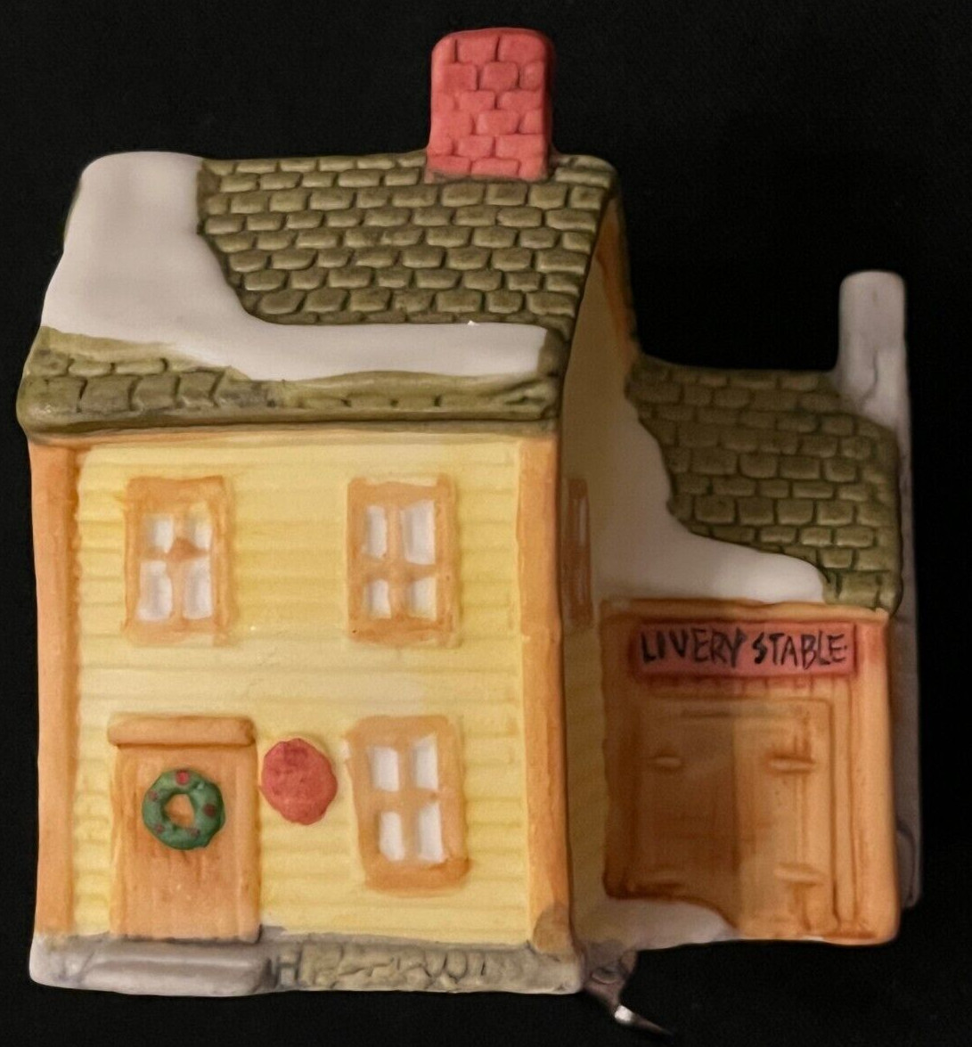 Set of 7 Dept 56 NE Village Hand-Painted Bisque Lite-Up Ornaments with Clips