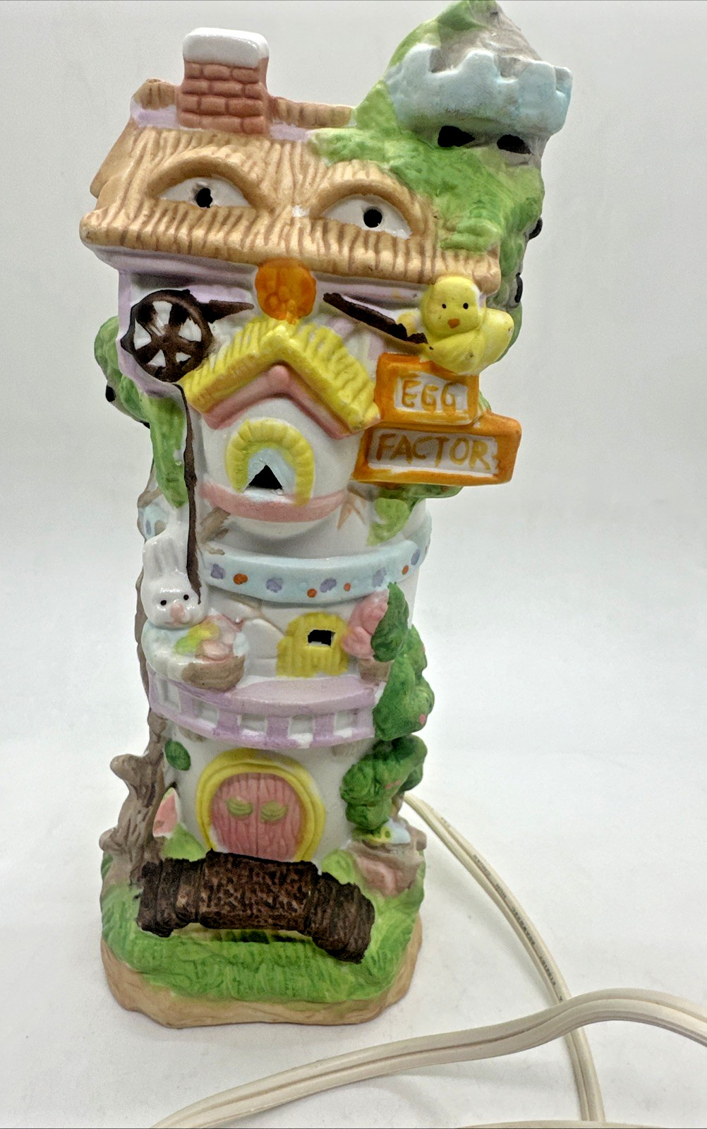 Vintage Cottontale Cottages Light-up Ceramic EGG FACTORY Easter Village Decor
