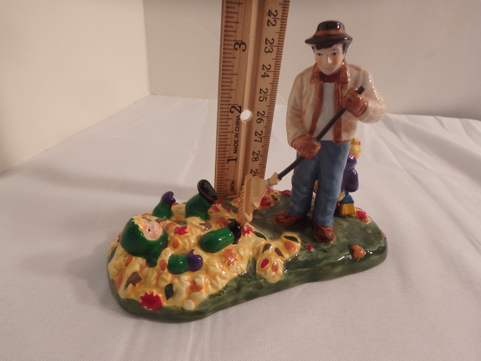 Dept 56 Preparing for Halloween #54982, Raking Leaves, Ceramic