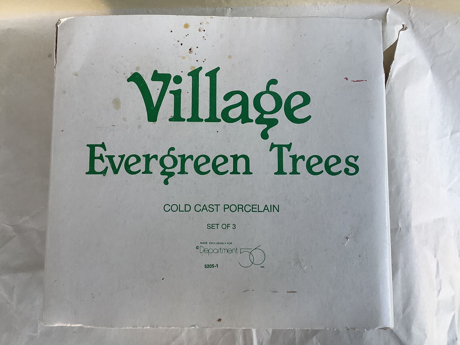 Department 56 VIllage Evergreen Trees Set of 3 Cast Porcelain #5205-1 In Box