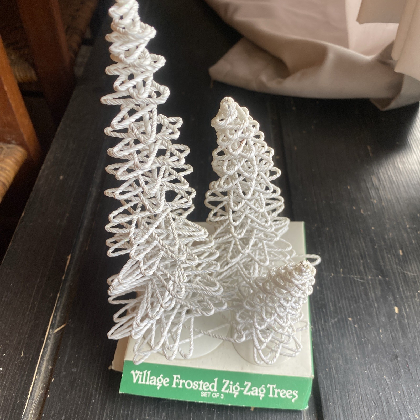 Dept 56 Village Frosted Zig-Zag Trees Accessories – Set of 3 – White #5249-3