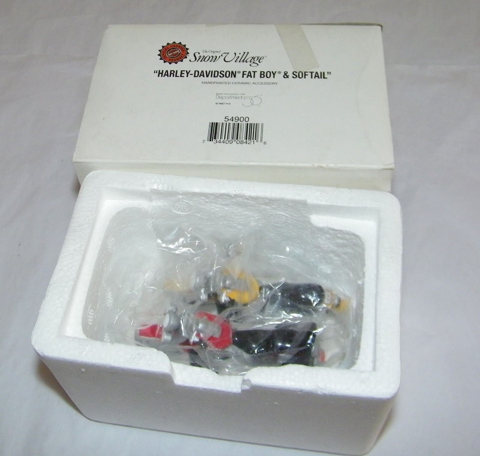 Department 56 Snow Village Harley-Davidson Fat Boy & Softail Retired New in box