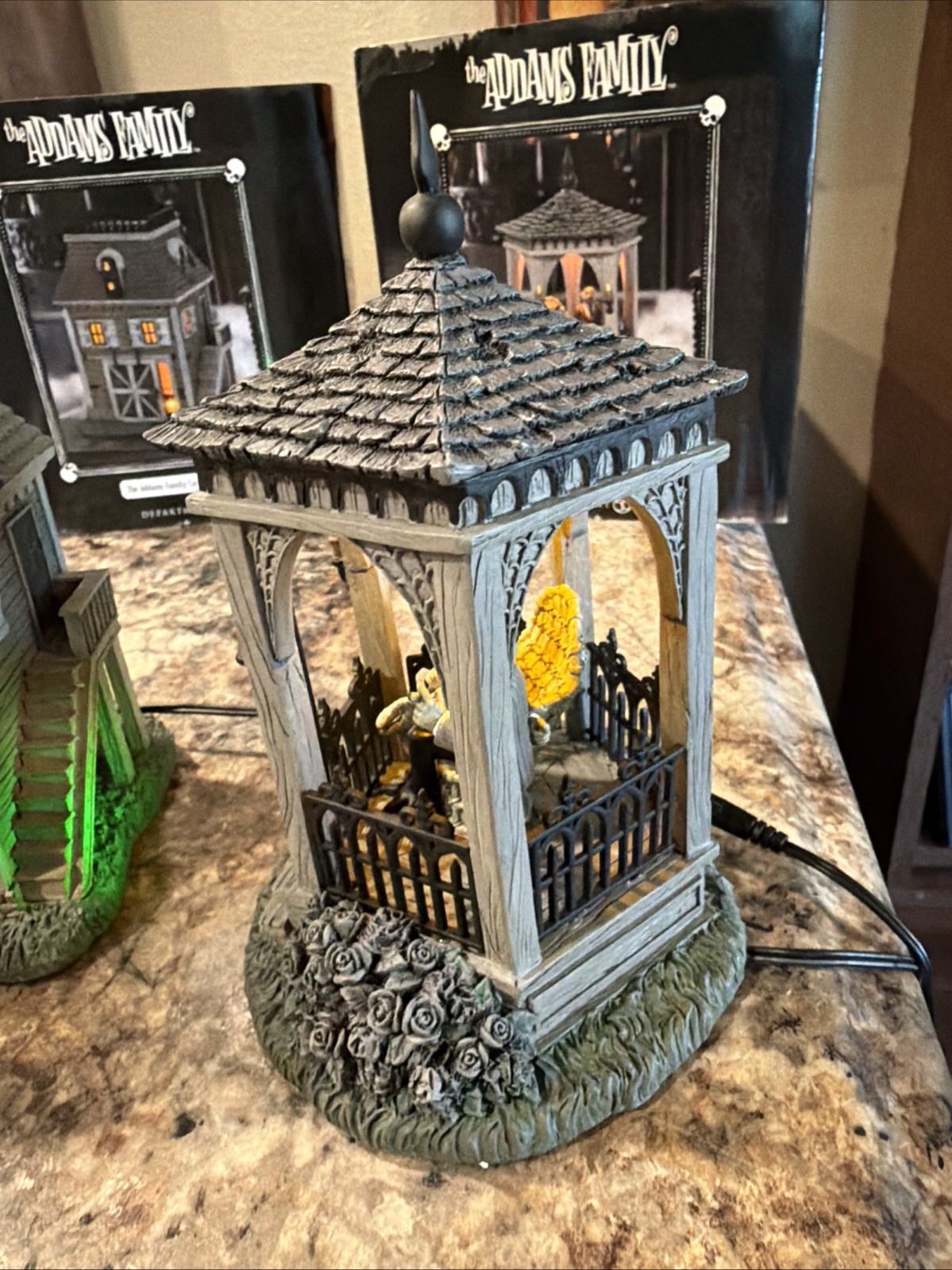 Lot Of 2 Dept 56 The Addams Family Carriage House/Gazebo At Moonlight VG! READ👇