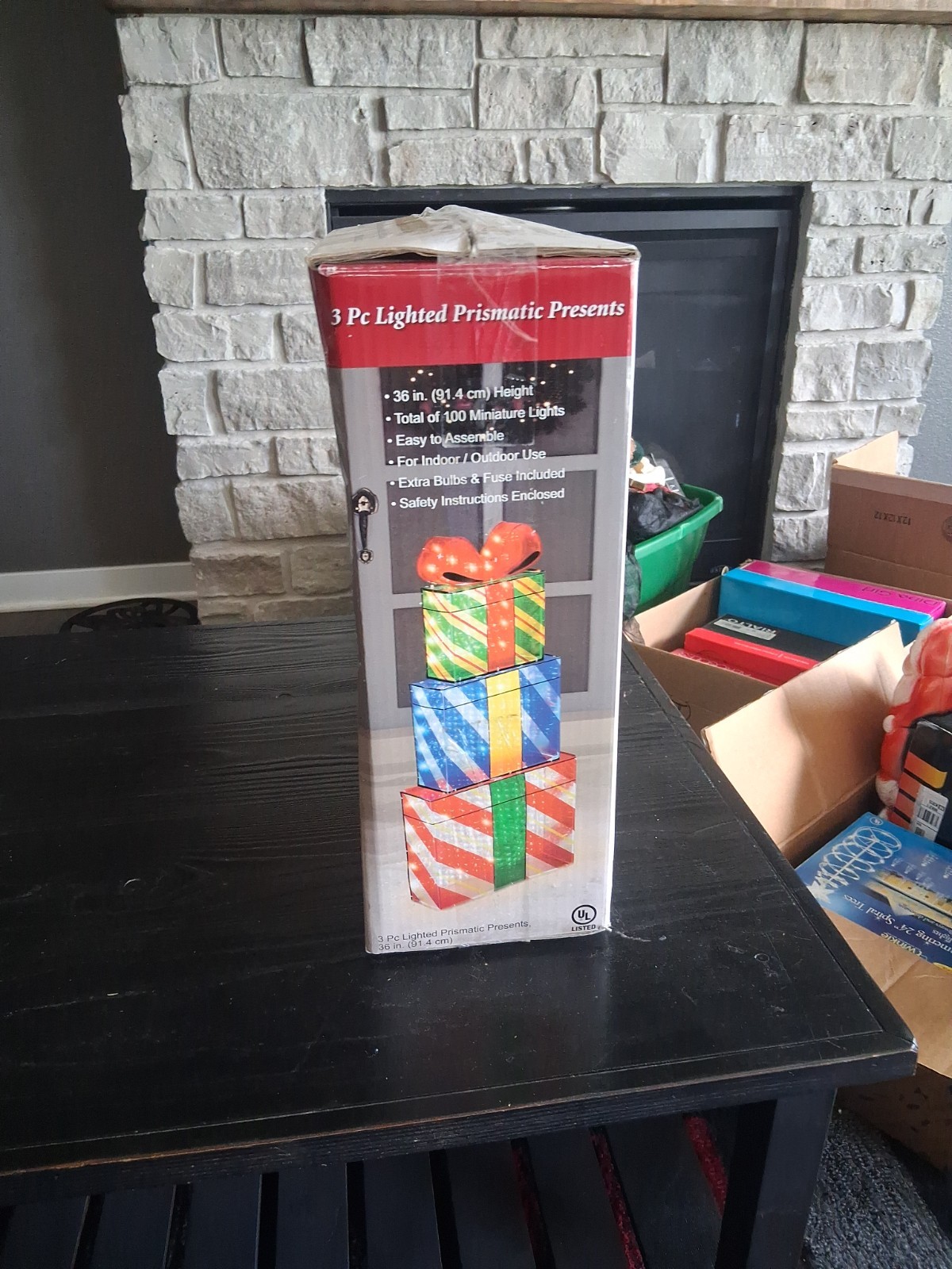 3 Pc Lighted Prismatic Presents 36 In Tall