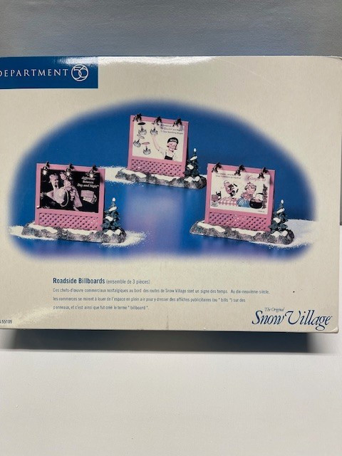 Department 56 Snow Village Accessory “Roadside Billboards” Set of 3 – Brand New