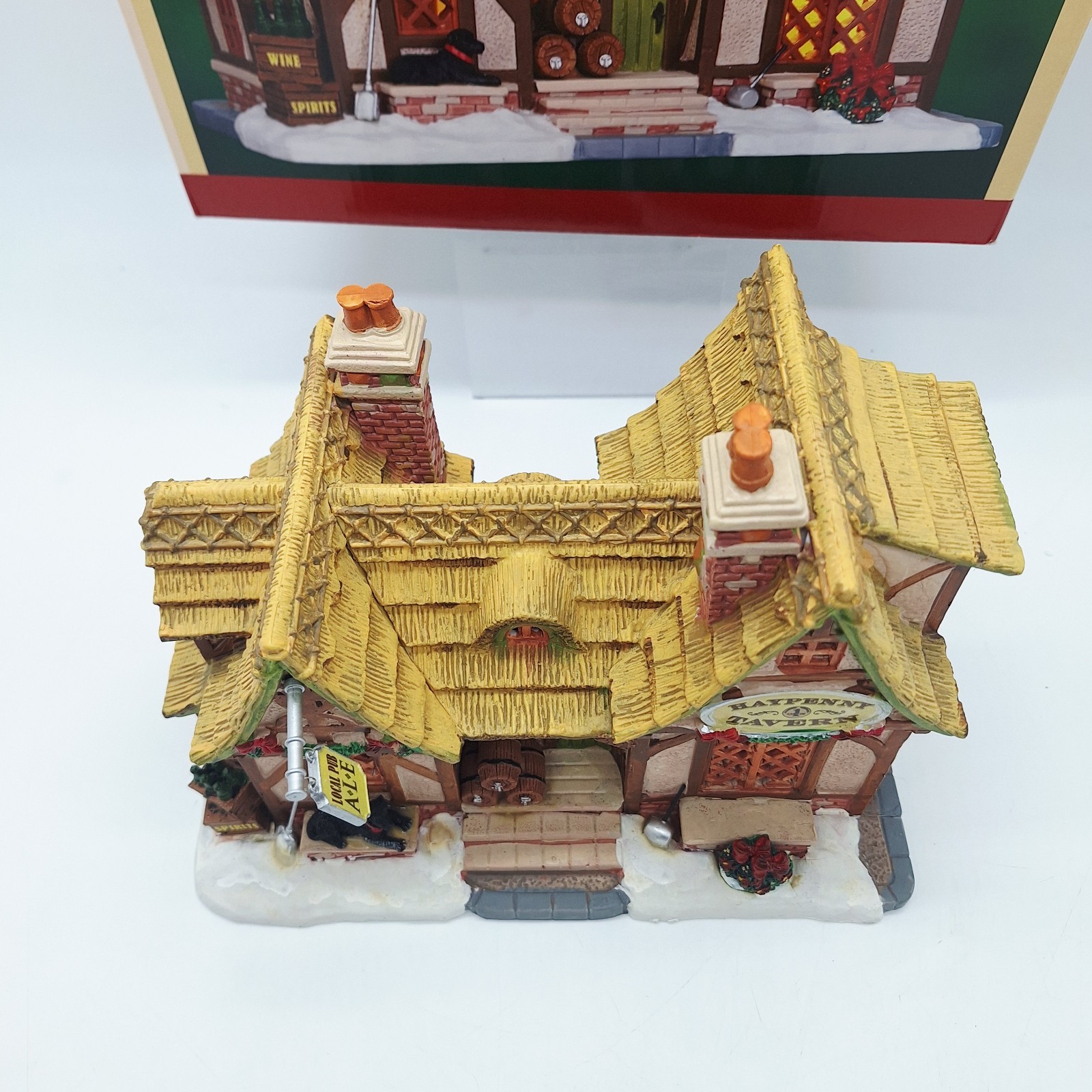 2012 LEMAX HAYPENNY TAVERN Lighted Light w/Box & Foam Beer Ale Pub Bar Wine Dog
