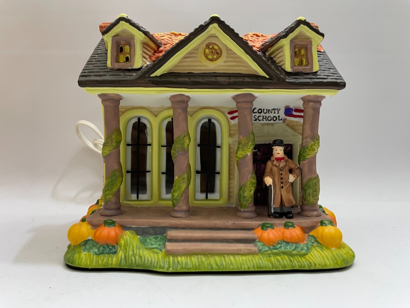 Autumn Accents County School Lighted Porcelain School House