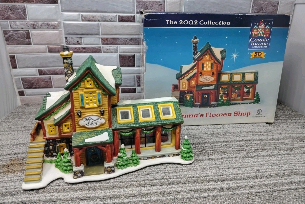 2002 Emma’s Flower Shop Carole Town Collection Christmas Village NO LIGHT